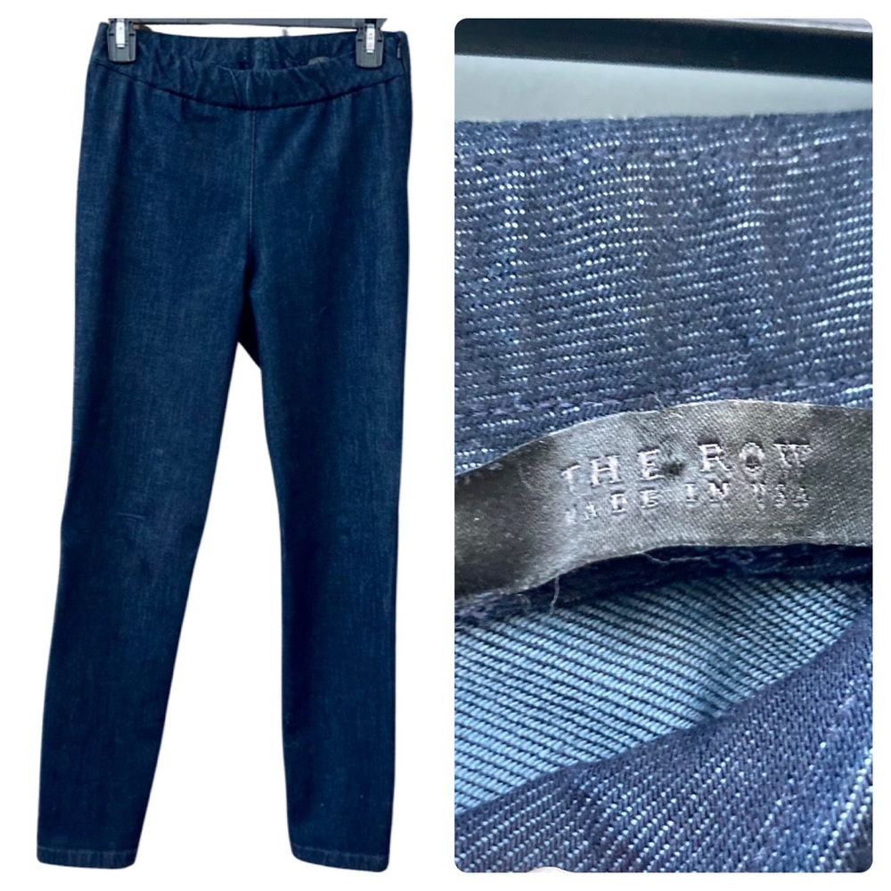 The Row Skinny High Waist Denim Legging Pants in Indigo Blue Sz M